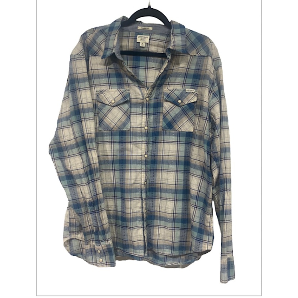 Lucky Brand Plaid Classic Fit Button Down Collared Shirt Size XL